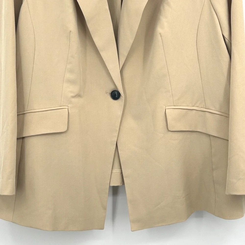 Wms Plus Size Modern Tan Single Button Blazer 26W Beige Professional Lane Bryant - Picture 8 of 9